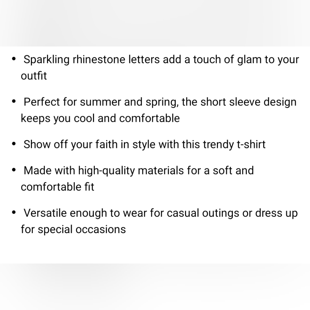 Sale Rhinestone Casual Short Sleeve Spring & Summer stretch knit FAITH Tshirt - Picture 4 of 7